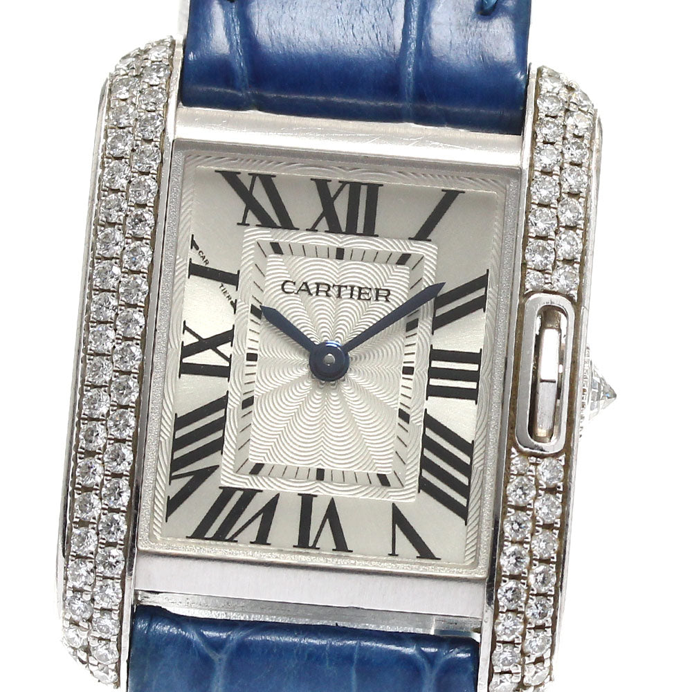 CARTIER Tank Anglaise SM WT100015 K18WG side diamond bezel Silver Dial Quartz Ladies Watch_814129