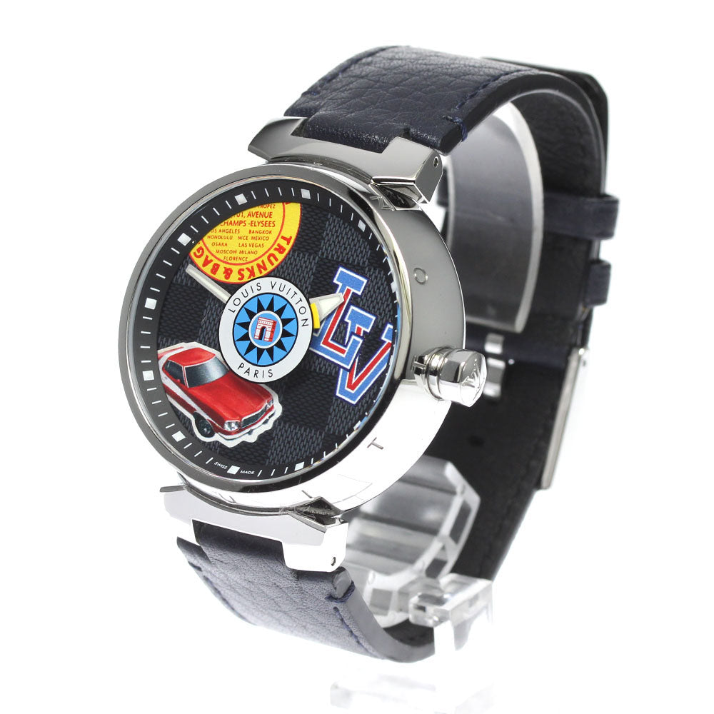 LOUIS VUITTON Tambour GM Damier World Tour QA163 Quartz Men's Watch_814326
