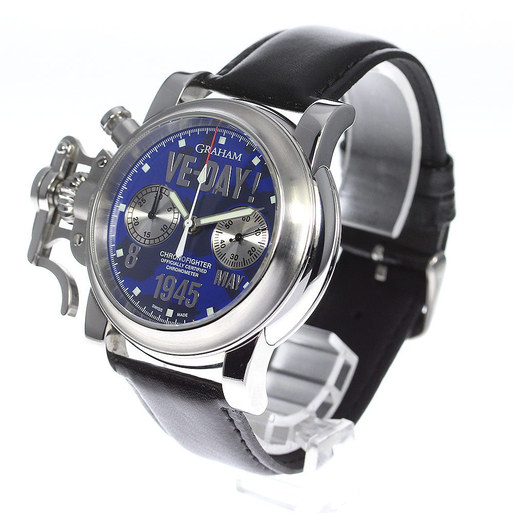 GRAHAM Chrono fighter 2CFBS Chronograph Date blue Dial AT Men's Watch_814379
