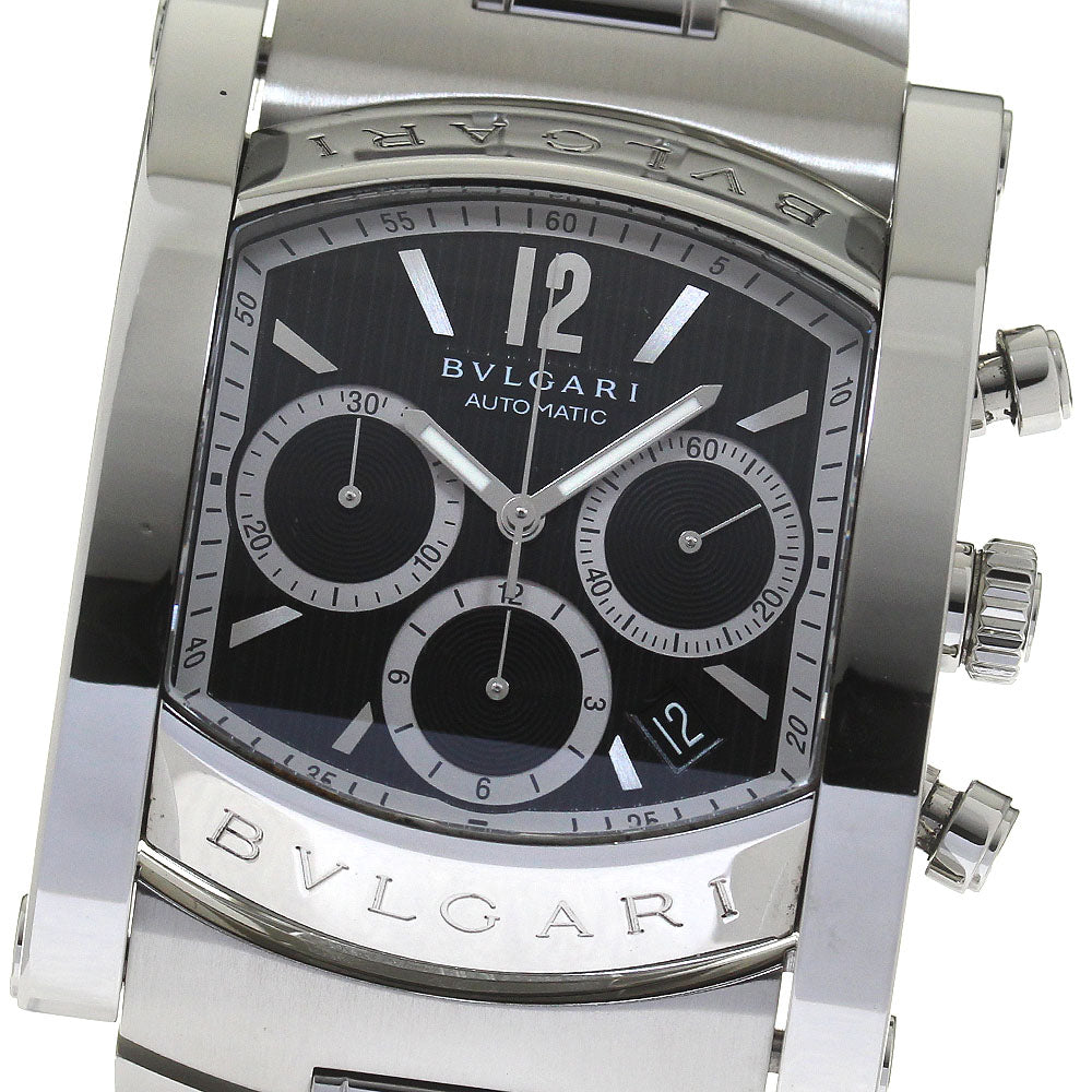 BVLGARI Assioma AA48SCH Chronograph Date Black Dial Automatic Men's Watch_814566