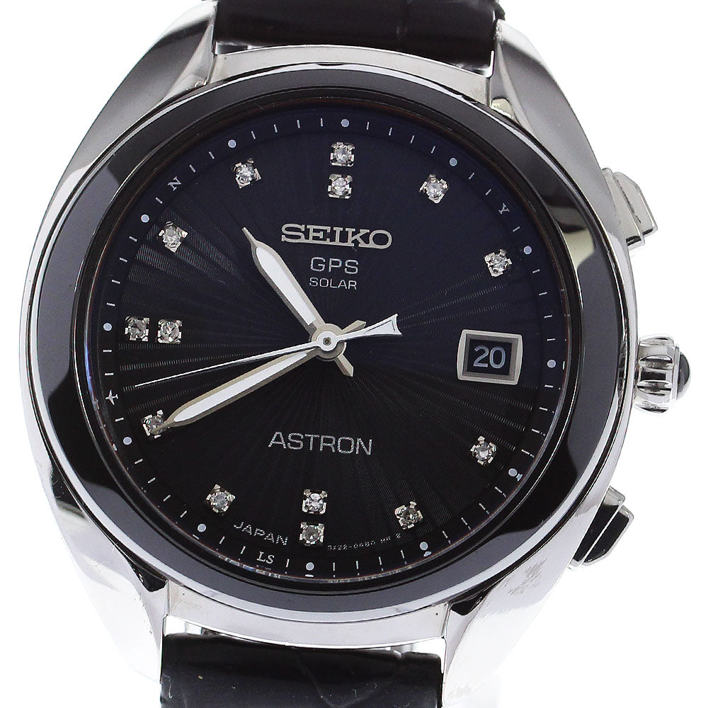SEIKO Astron STXD001/3X22-0AA0 14P Diamond Date black Dial Solar Powered Radio Ladies Watch_814781