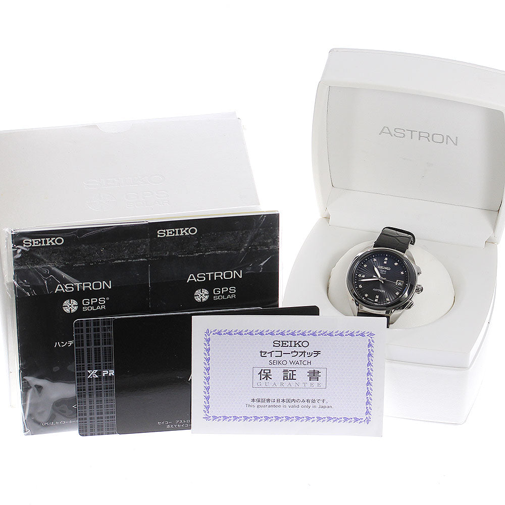 SEIKO Astron STXD001/3X22-0AA0 14P Diamond Date black Dial Solar Powered Radio Ladies Watch_814781