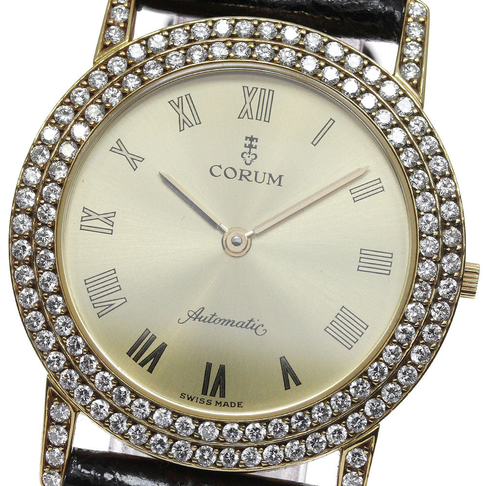 CORUM 75.160.65 K18YG double diamond bezel gold Dial Automatic Men's Watch_815825
