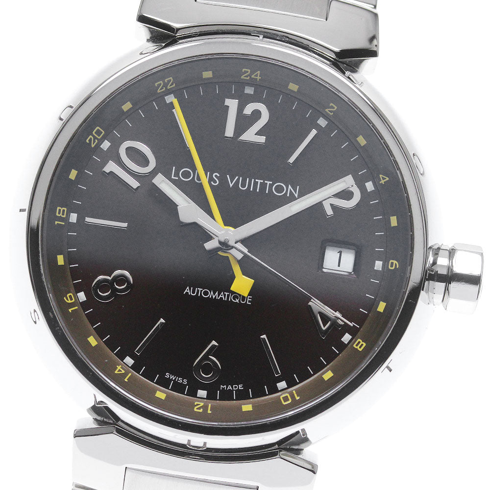 LOUIS VUITTON Tambour Q1131 GMT date Brown Dial Automatic Men's Watch_815886