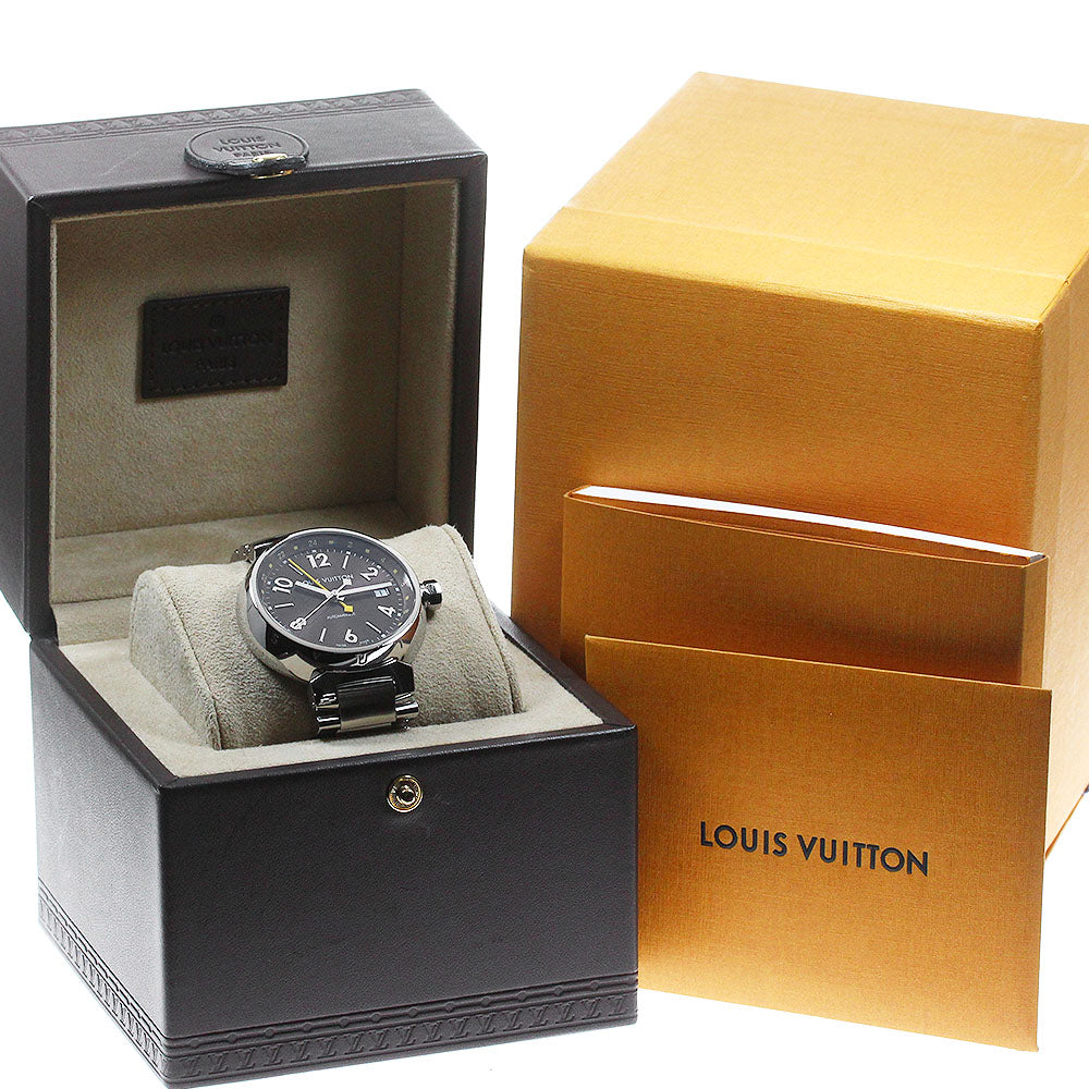 LOUIS VUITTON Tambour Q1131 GMT date Brown Dial Automatic Men's Watch_815886
