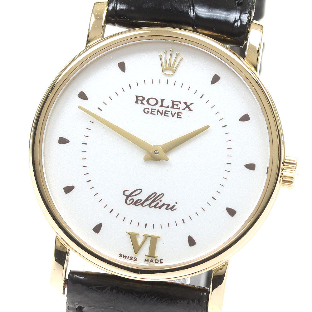 ROLEX Cellini 5115/8 18K Yellow Gold Silver Dial Hand Winding Men's Watch_815943