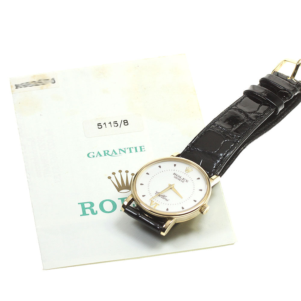 ROLEX Cellini 5115/8 18K Yellow Gold Silver Dial Hand Winding Men's Watch_815943