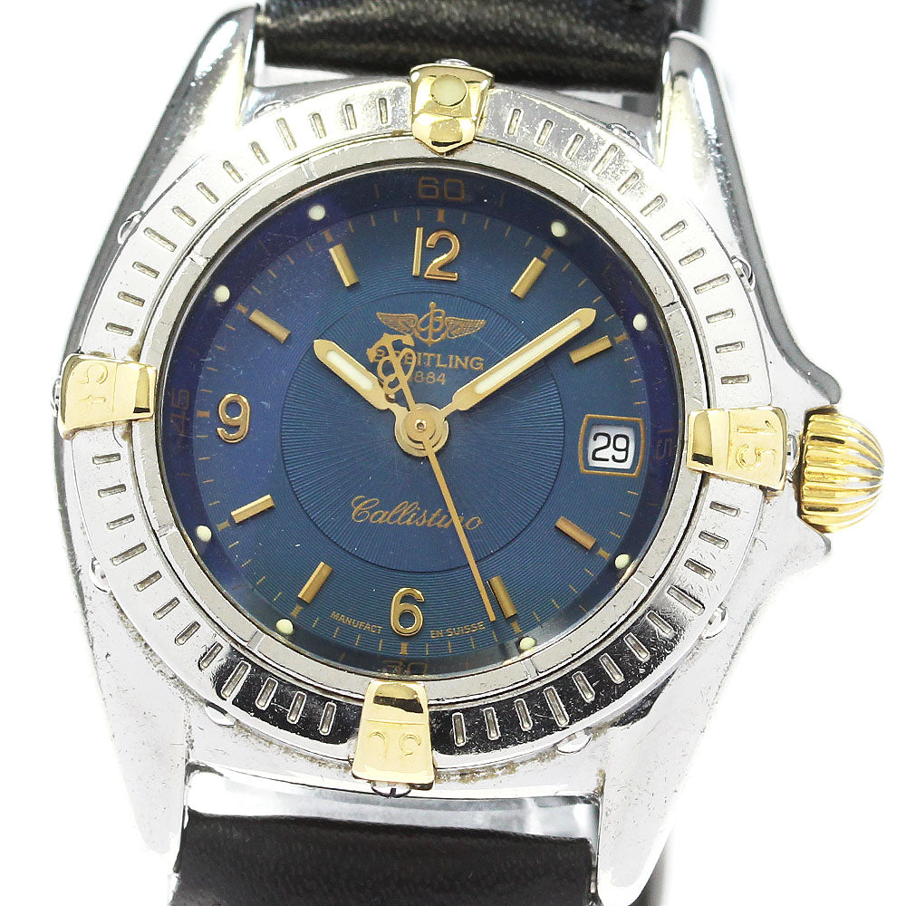 BREITLING Calistino B52045 Date Navy Dial Quartz Ladies Watch_816135