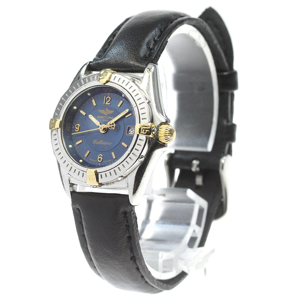 BREITLING Calistino B52045 Date Navy Dial Quartz Ladies Watch_816135