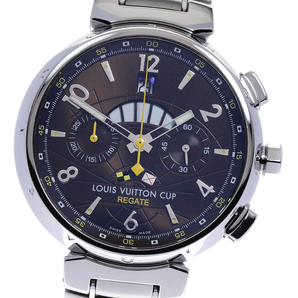 LOUIS VUITTON Tambour Louis Vuitton Cup Regatta Q1021 Chronograph Brown Dial Automatic Men's Watch_816179