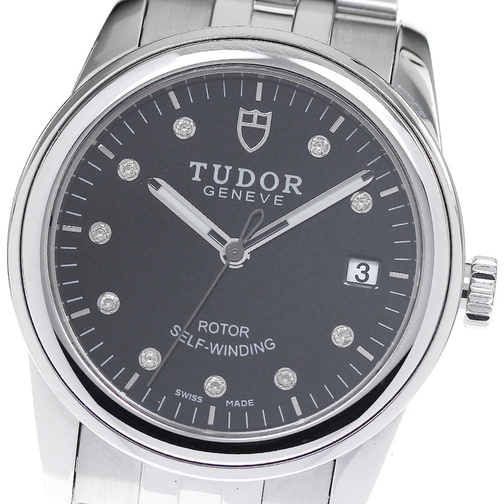 TUDOR Glamour 55000 10P Diamond Date black Dial Automatic Men's Watch_816510