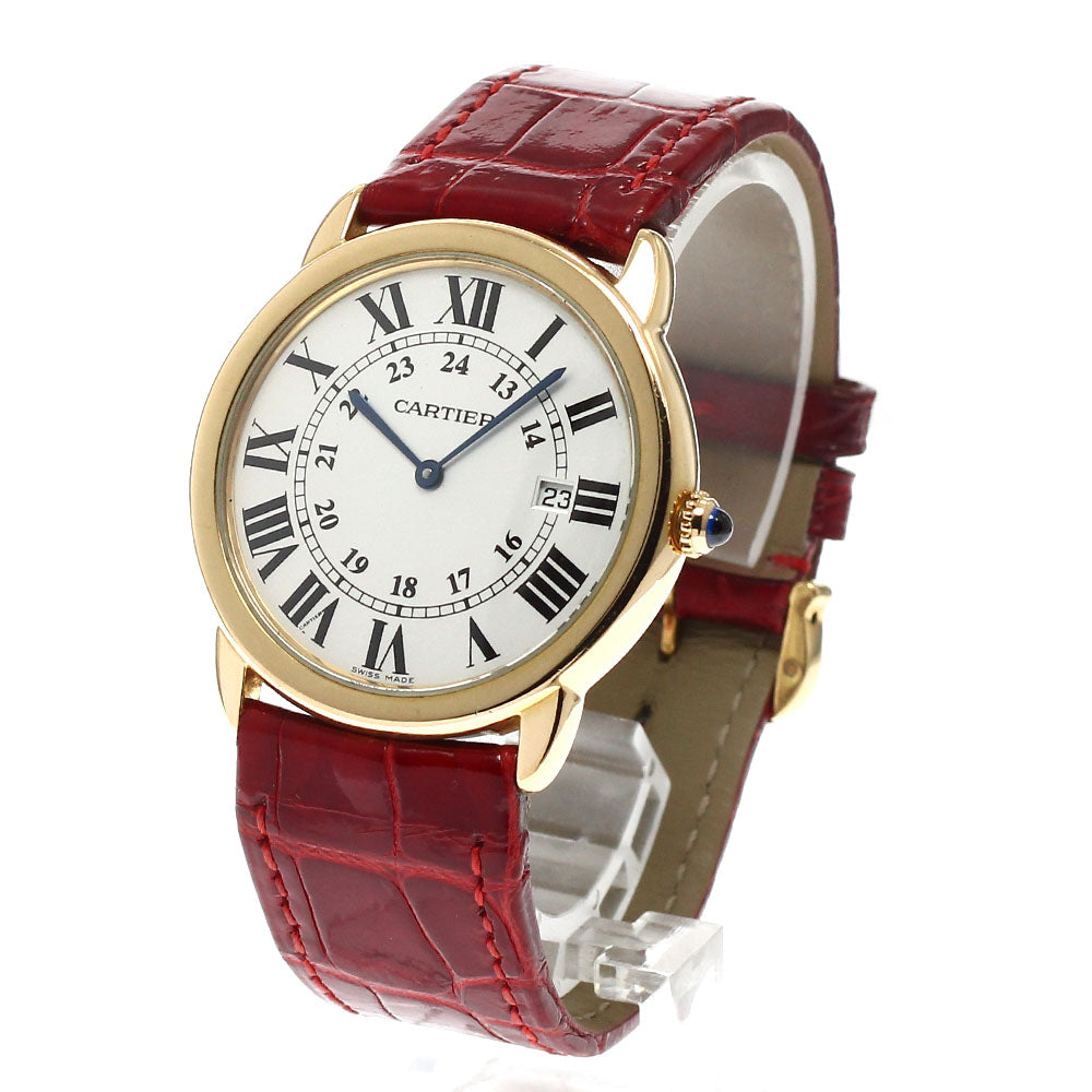 CARTIER Rondo Solo LM W6700455 K18YG date Silver Dial Quartz Men's Watch_816531