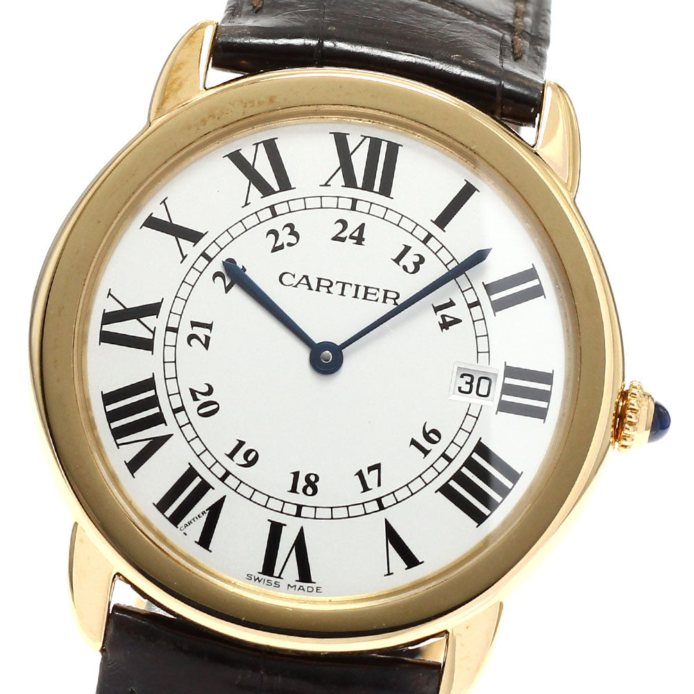 CARTIER Rondo Solo LM W6700455 K18YG date Silver Dial Quartz Men's Watch_816533