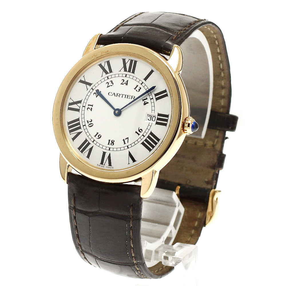 CARTIER Rondo Solo LM W6700455 K18YG date Silver Dial Quartz Men's Watch_816533