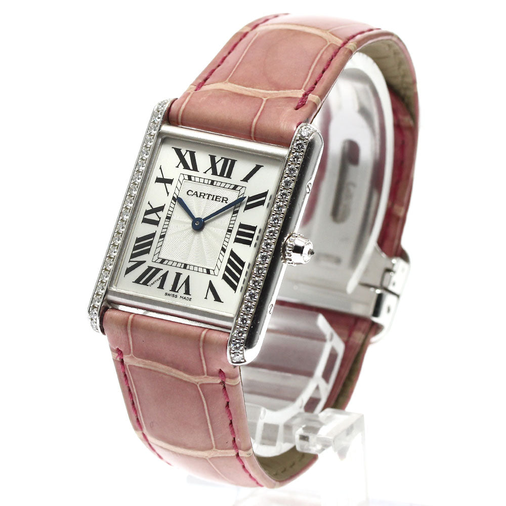 CARTIER Tank Louis LM WJTA0015 K18WG side diamond Silver Dial Hand Winding Men's Watch_816550