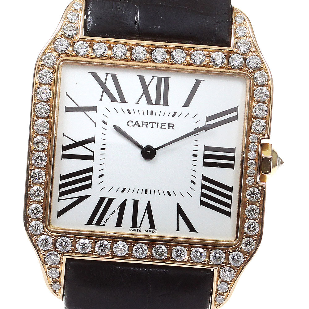 CARTIER Santos Dumont LM W2006951 K18PG after diamond bezel Silver Dial Hand Winding Men's Watch_816554