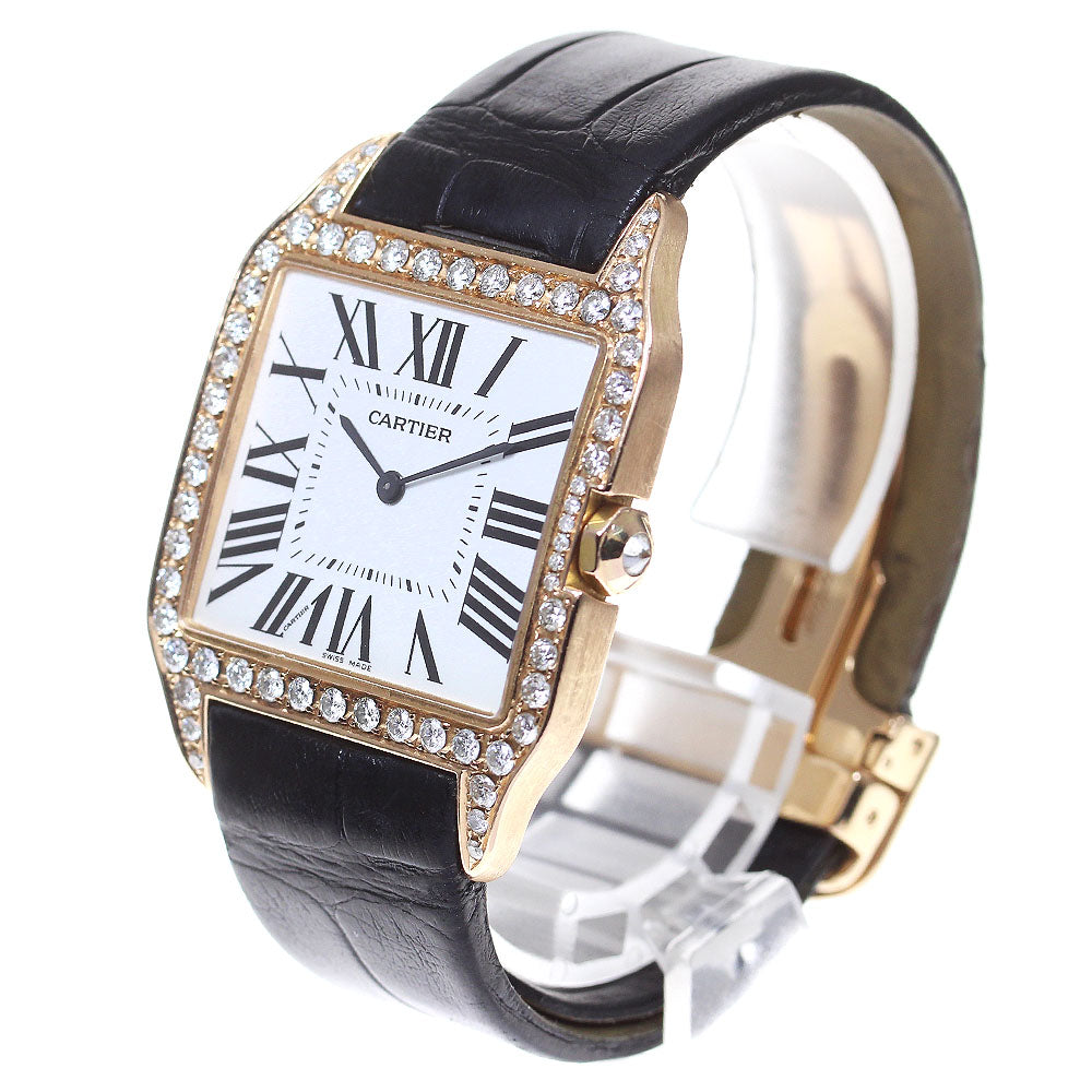 CARTIER Santos Dumont LM W2006951 K18PG after diamond bezel Silver Dial Hand Winding Men's Watch_816554