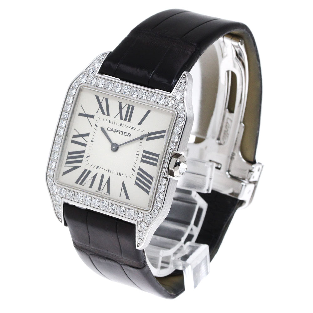 CARTIER Santos Dumont LM W2007051 K18WG after diamond bezel beige Dial Hand Winding Men's Watch_816565