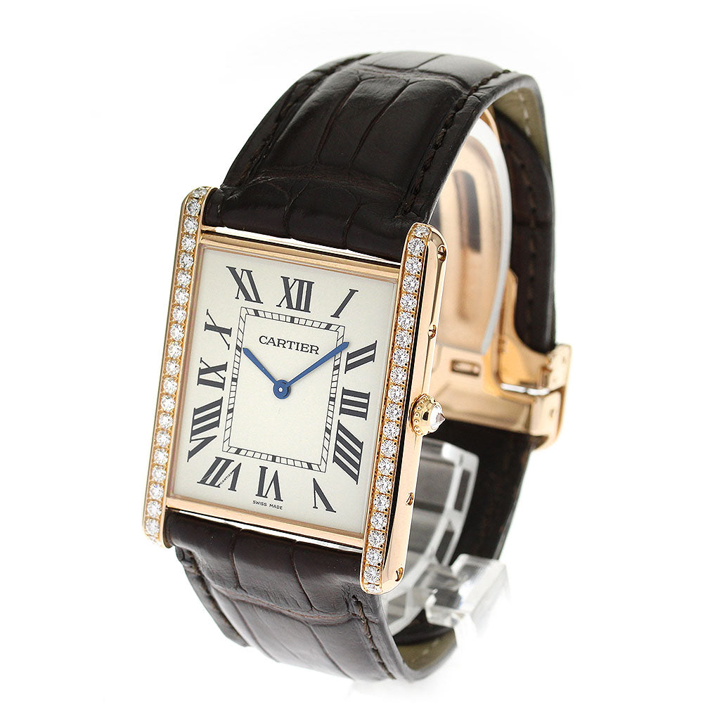 CARTIER Tank Louis XL WT200006 K18PG side diamond beige Dial Hand Winding Men's Watch_816607