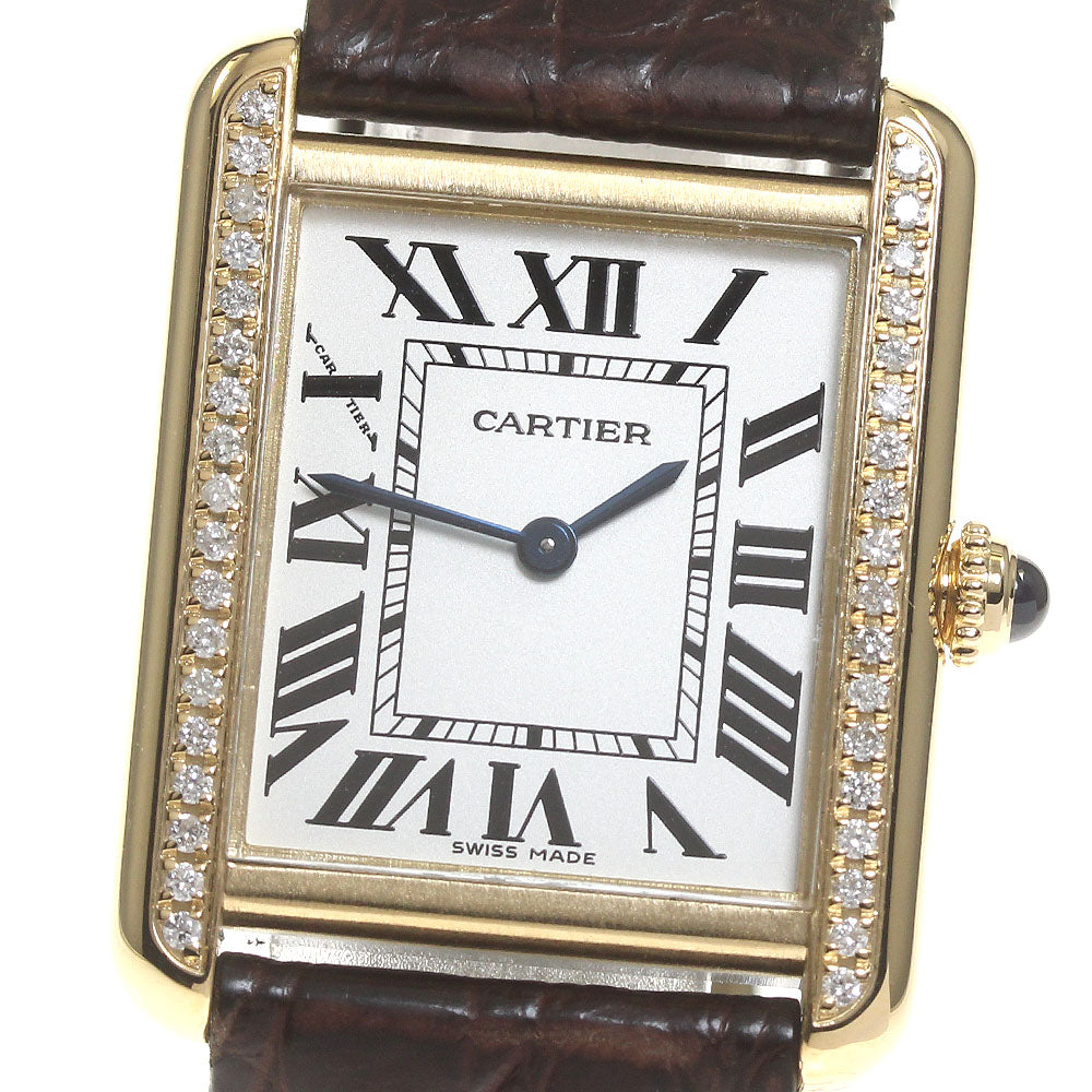 CARTIER Tank solo SM W1018755 K18YG/Stainless Steel After Diamond Silver Dial Quartz Ladies Watch_816616