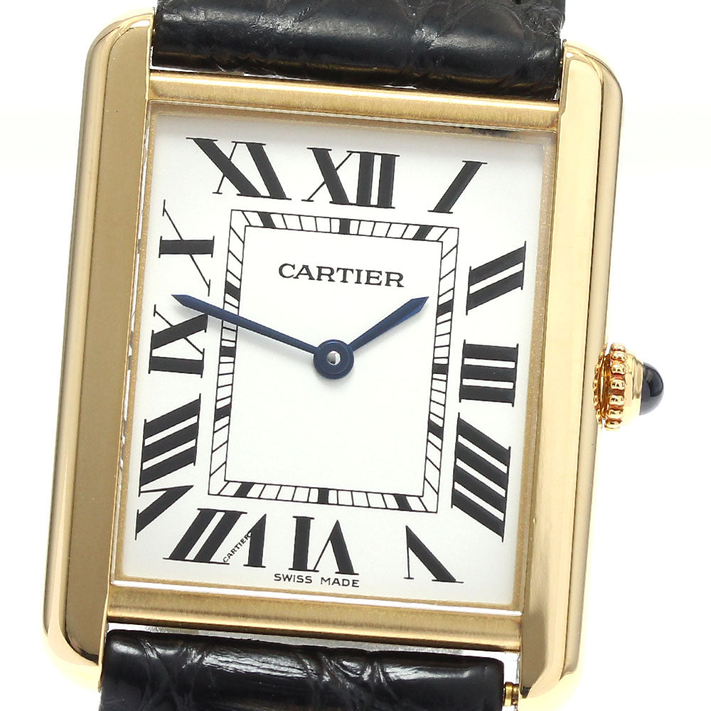 CARTIER Tank solo LM W5200004 18K Yellow Gold Silver Dial Quartz Men's Watch_816639