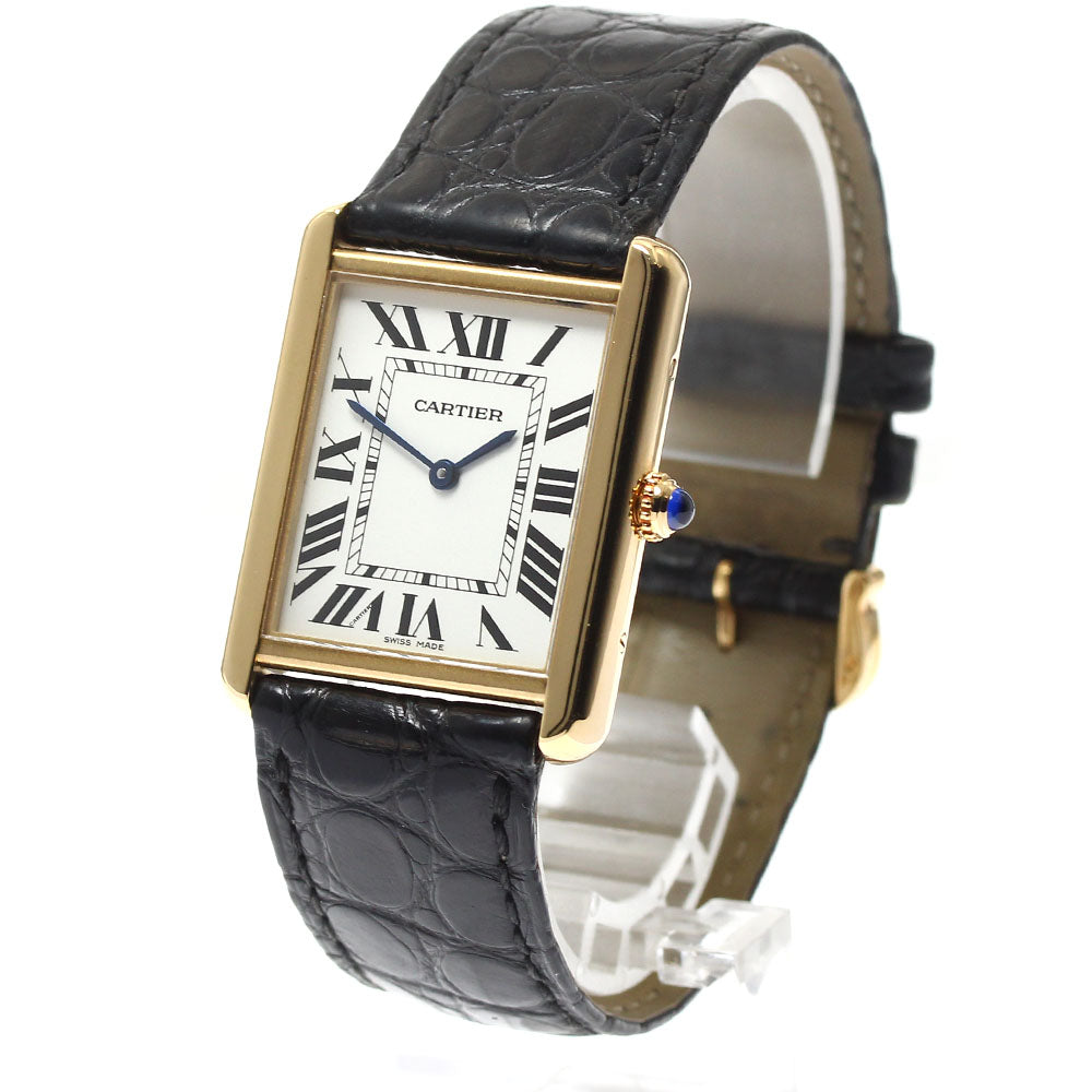 CARTIER Tank solo LM W5200004 18K Yellow Gold Silver Dial Quartz Men's Watch_816639