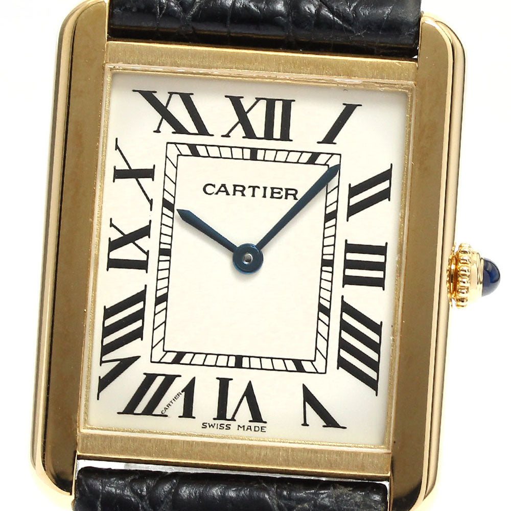 CARTIER Tank solo LM W5200004 18K Yellow Gold Silver Dial Quartz Men's Watch_816642