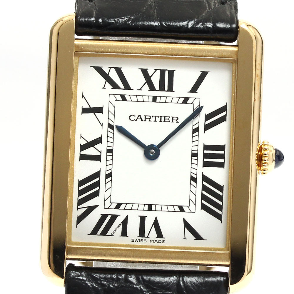 CARTIER Tank solo LM W5200004 18K Yellow Gold Silver Dial Quartz Men's Watch_816648