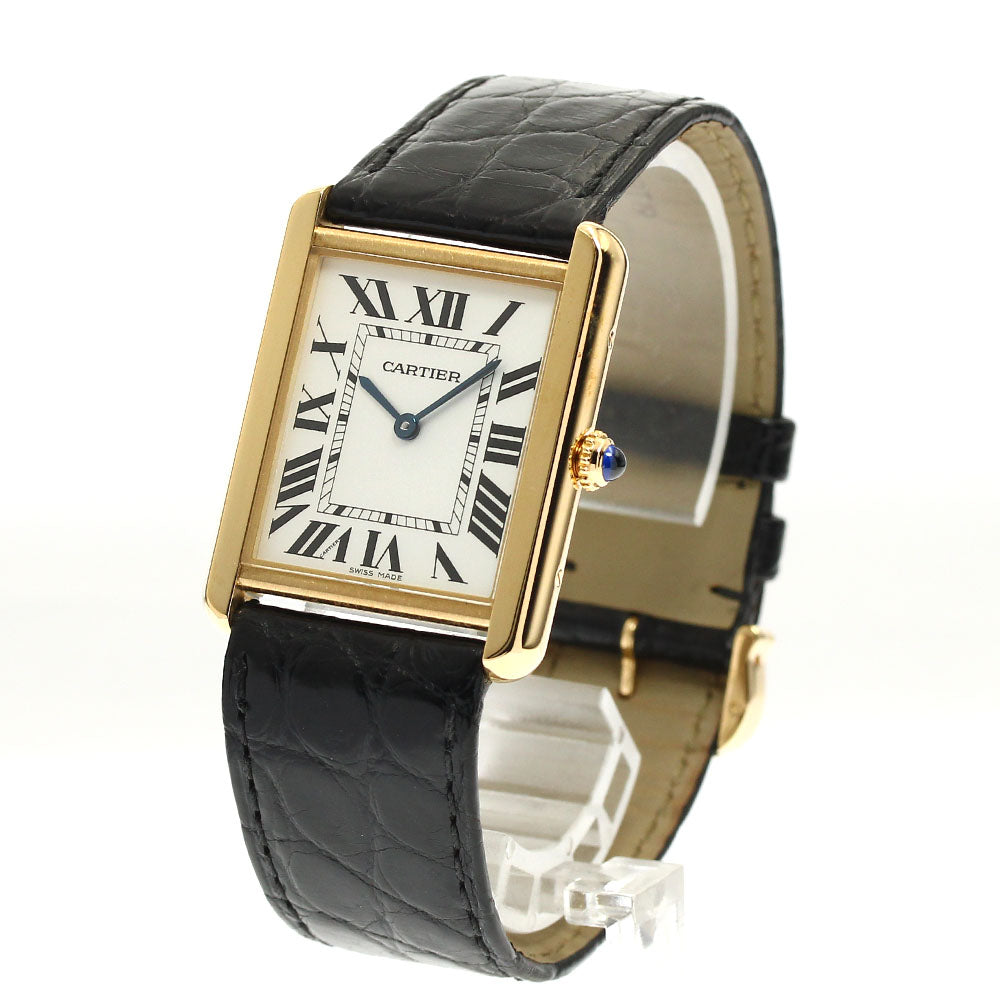CARTIER Tank solo LM W5200004 18K Yellow Gold Silver Dial Quartz Men's Watch_816648