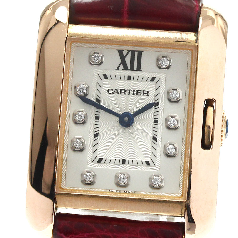 CARTIER Tank Anglaise SM WJTA0007 K18PG 11P diamond Silver Dial Quartz Ladies Watch_816659