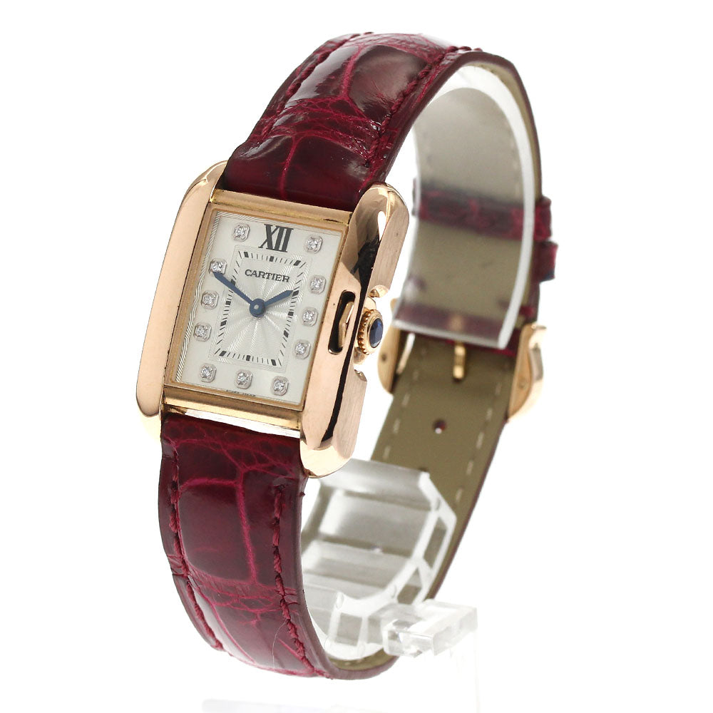 CARTIER Tank Anglaise SM WJTA0007 K18PG 11P diamond Silver Dial Quartz Ladies Watch_816659