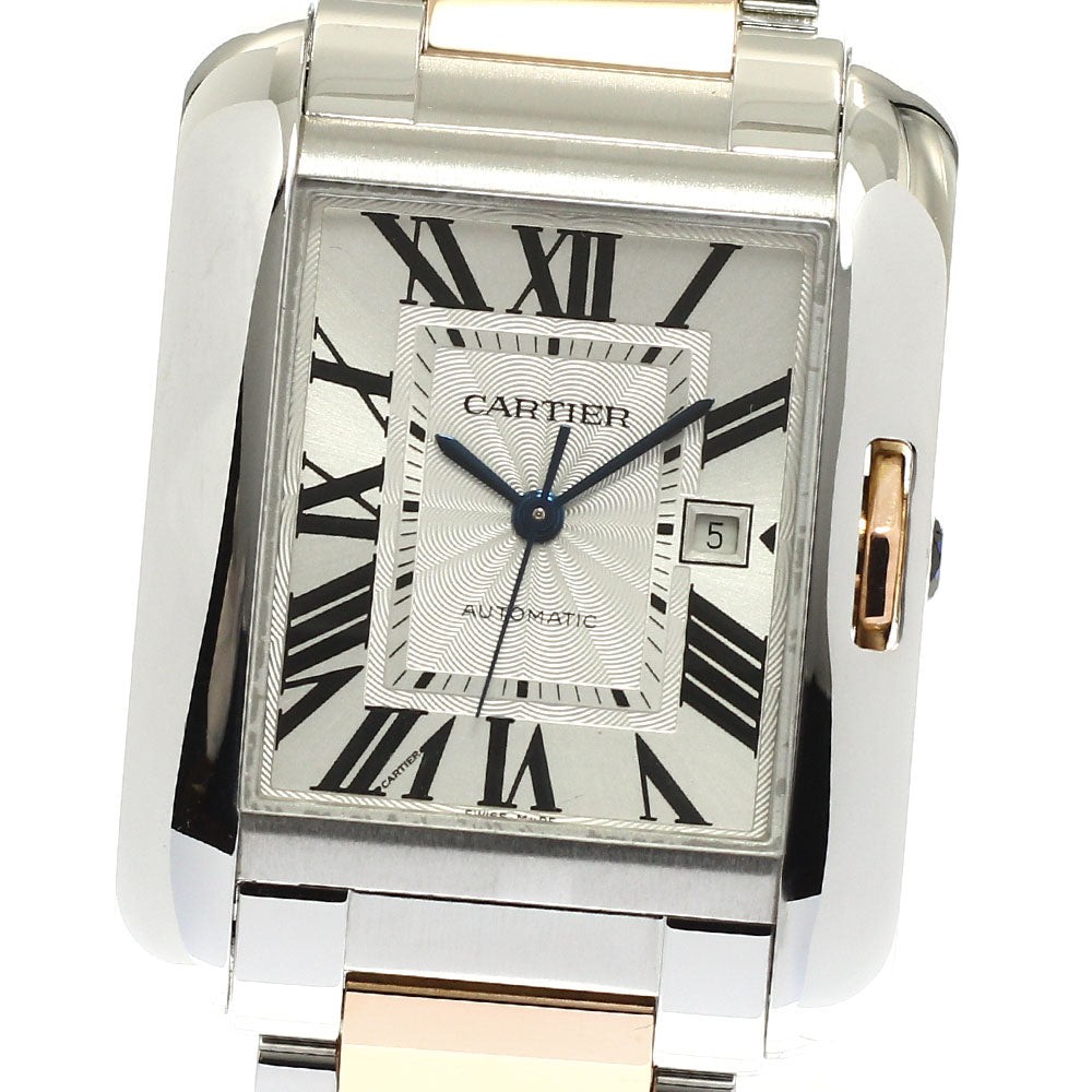 CARTIER Tank Anglaise LM W5310037 Date Silver Dial Automatic Men's Watch_816727