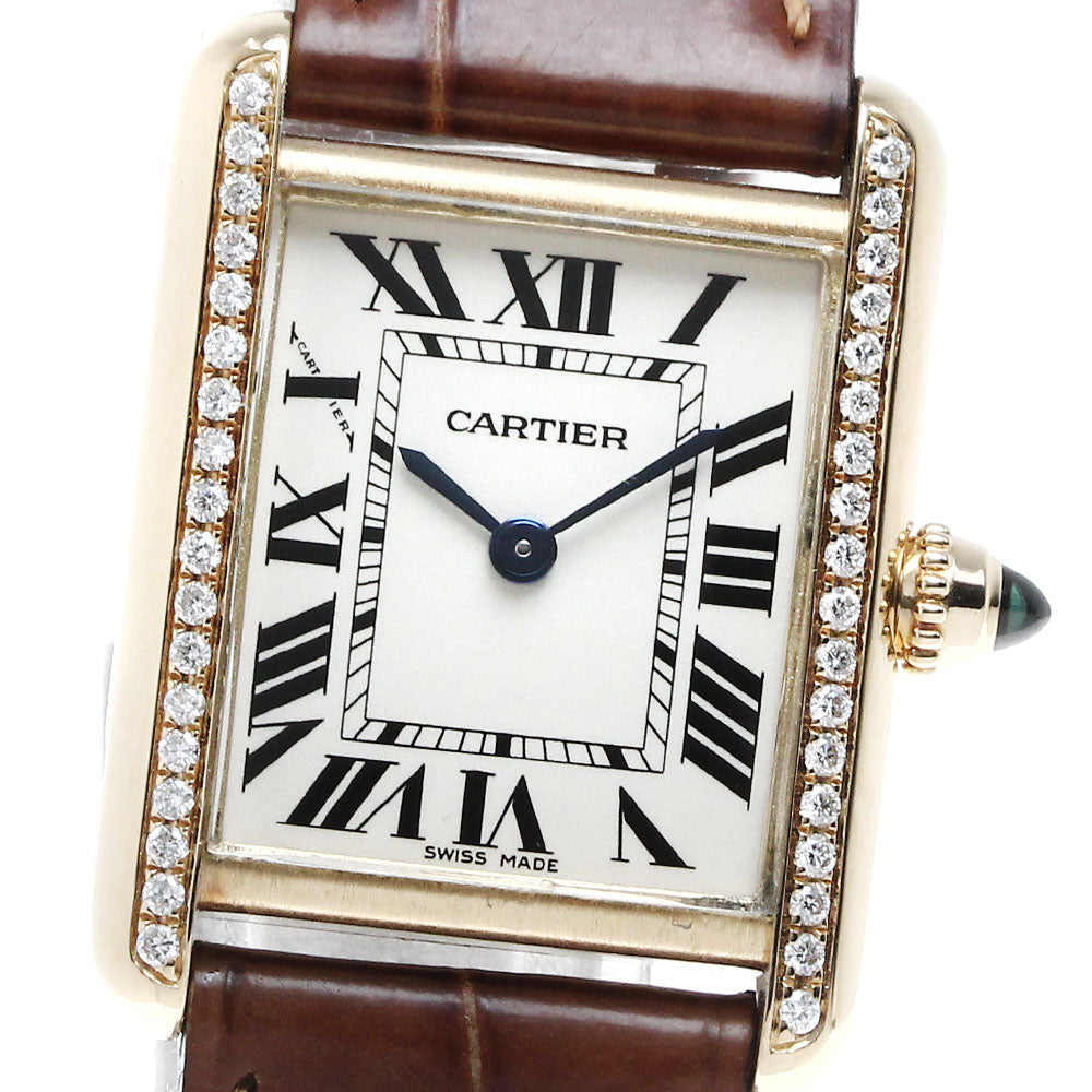 CARTIER Tank Louis W1529856 K18YG after diamond bezel beige Dial Quartz Ladies Watch_816729