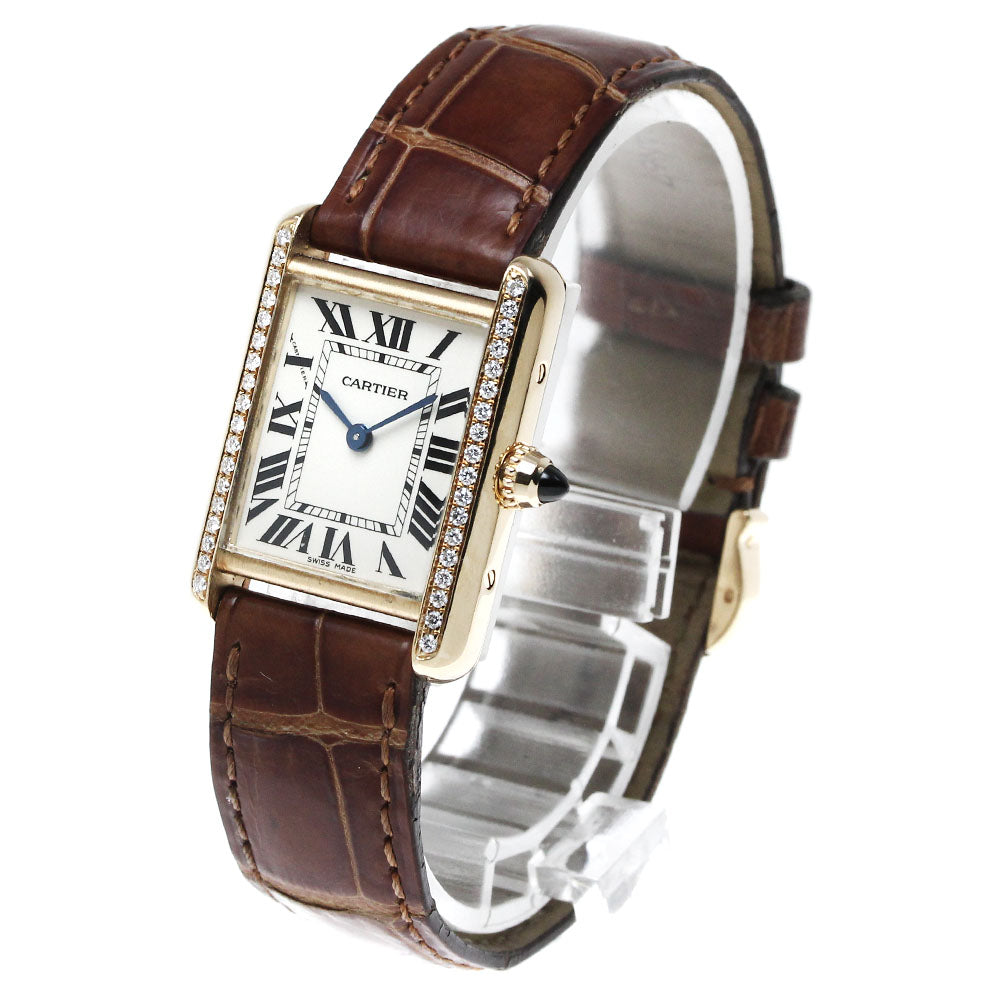 CARTIER Tank Louis W1529856 K18YG after diamond bezel beige Dial Quartz Ladies Watch_816729