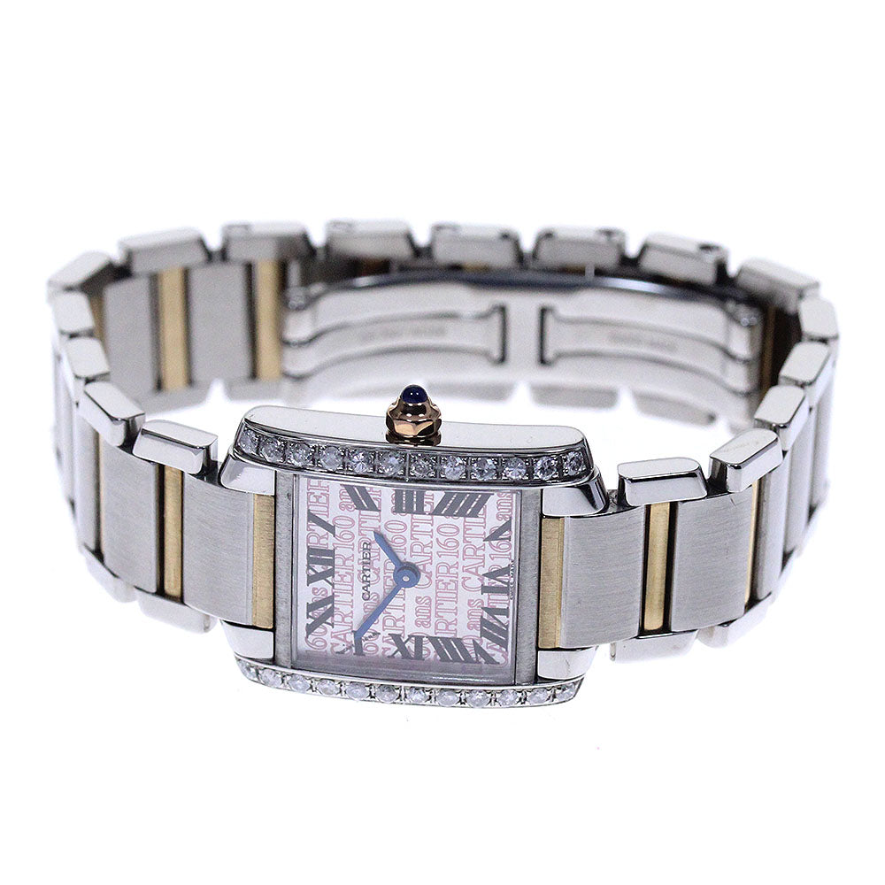 CARTIER Tank francaise SM W51036Q4 After-Diamond Bezel Japan Christmas Limited Edition pink Dial Quartz Ladies Watch_816784