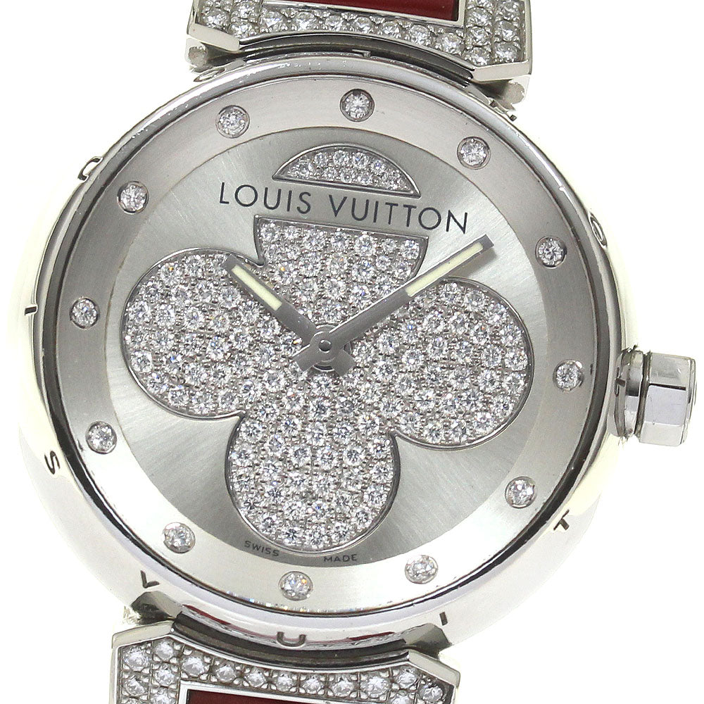 LOUIS VUITTON Tambour Forever Q131P Diamond Silver Dial Quartz Ladies _817067