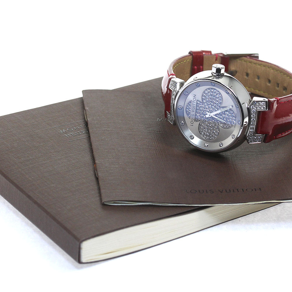 LOUIS VUITTON Tambour Forever Q131P Diamond Silver Dial Quartz Ladies _817067