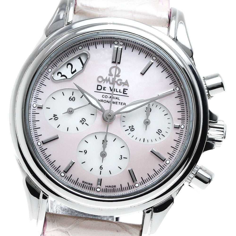 OMEGA De Ville 4878.74 Co-Axial Chronograph ピンクシェル/ホワイトシェル Dial Automatic Ladies Watch_817201