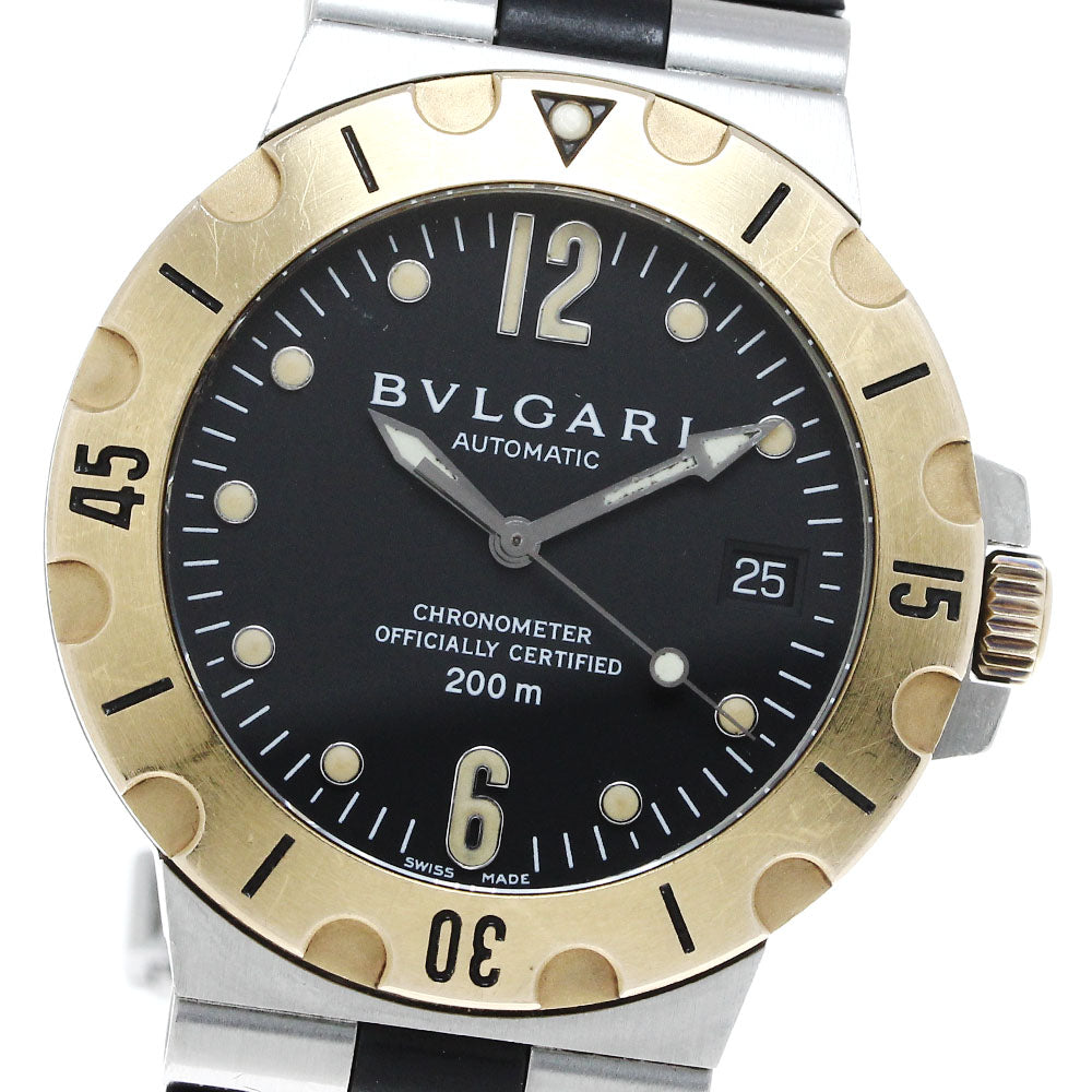 BVLGARI Diagono Scuba SD38SG YG bezel date black Dial Automatic Men's_817317