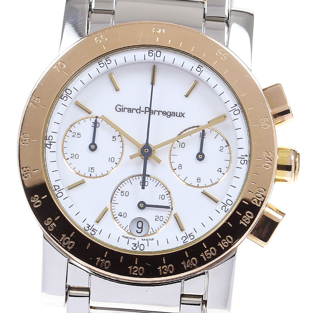GIRARD-PERREGAUX 7001 7700 Chronograph Date White Dial Quartz Men's Watch_817348