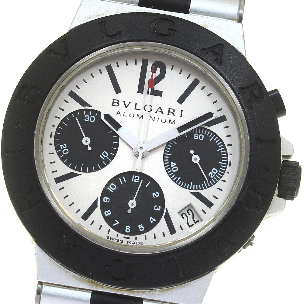BVLGARI aluminum AC38TA Chronograph Silver / Black Dial Automatic Men's Watch_817389
