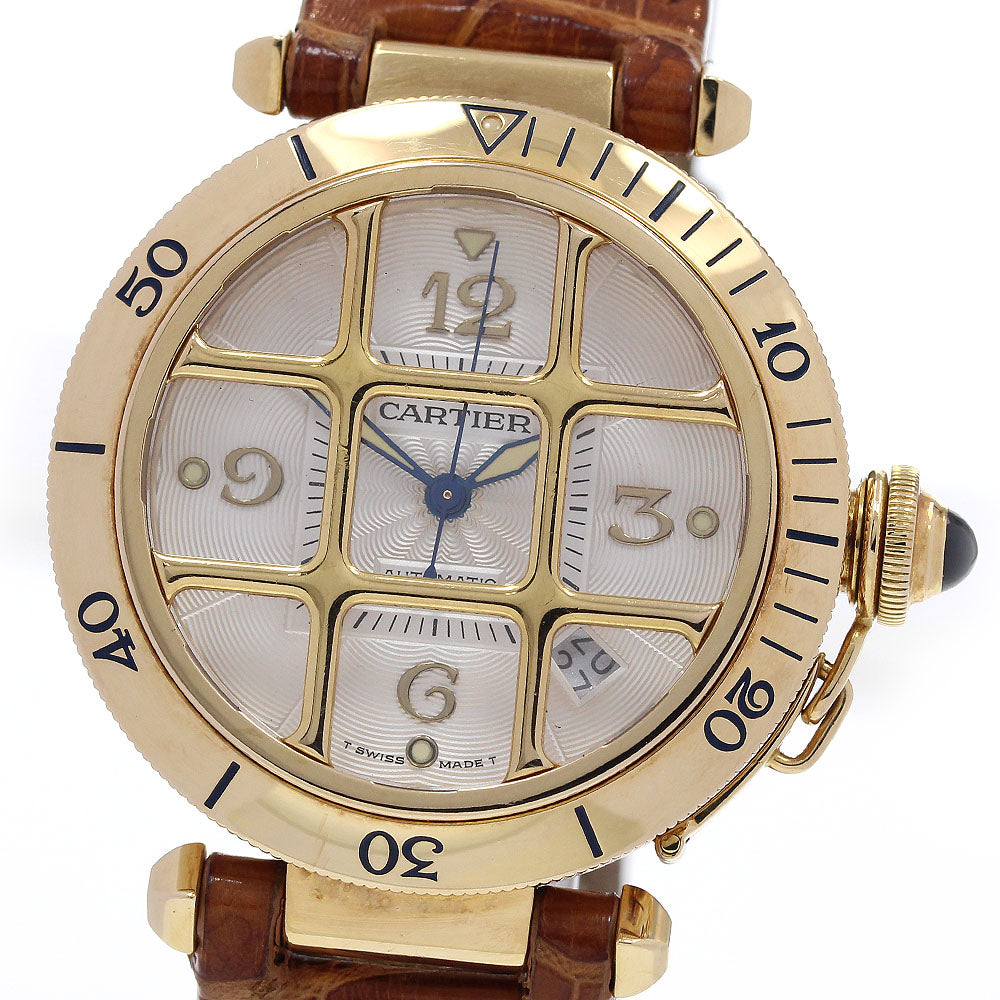 CARTIER pashagrid 38 K18YG date Silver Dial Automatic Men's Watch_817445