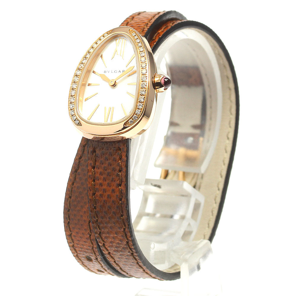 BVLGARI Serpenti 102727 K18PG Diamond Bezel Double Tour QZ Ladies Watch_817491