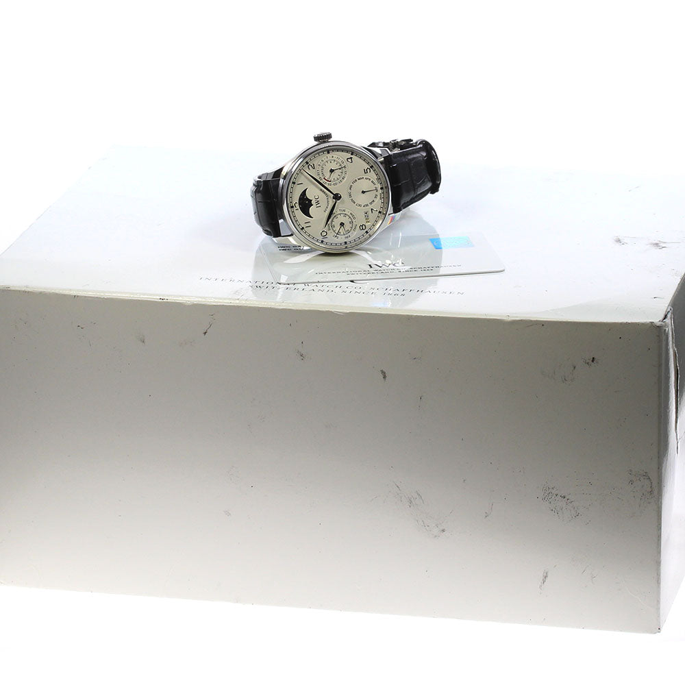 IWC SCHAFFHAUSEN Portuguese Perpetual Calendar Limited IW502219 Platinum Case Moon Phase Silver Dial Automatic Men's Watch_819275