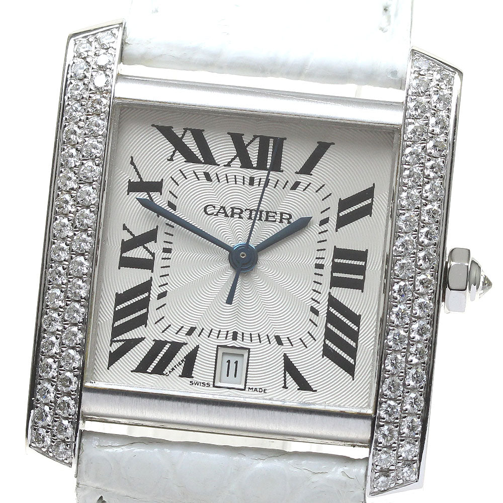 CARTIER Tank francaise LM W5001156 K18WG After Diamond Silver Dial Automatic Men's Watch_819479