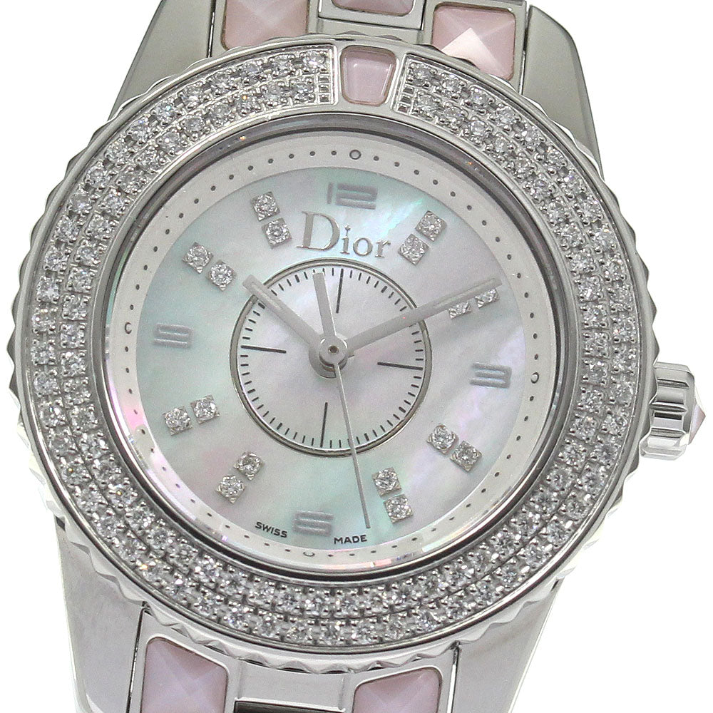 Dior crystal CD112147 Diamond Bezel White shell Dial Quartz Ladies Watch_819498