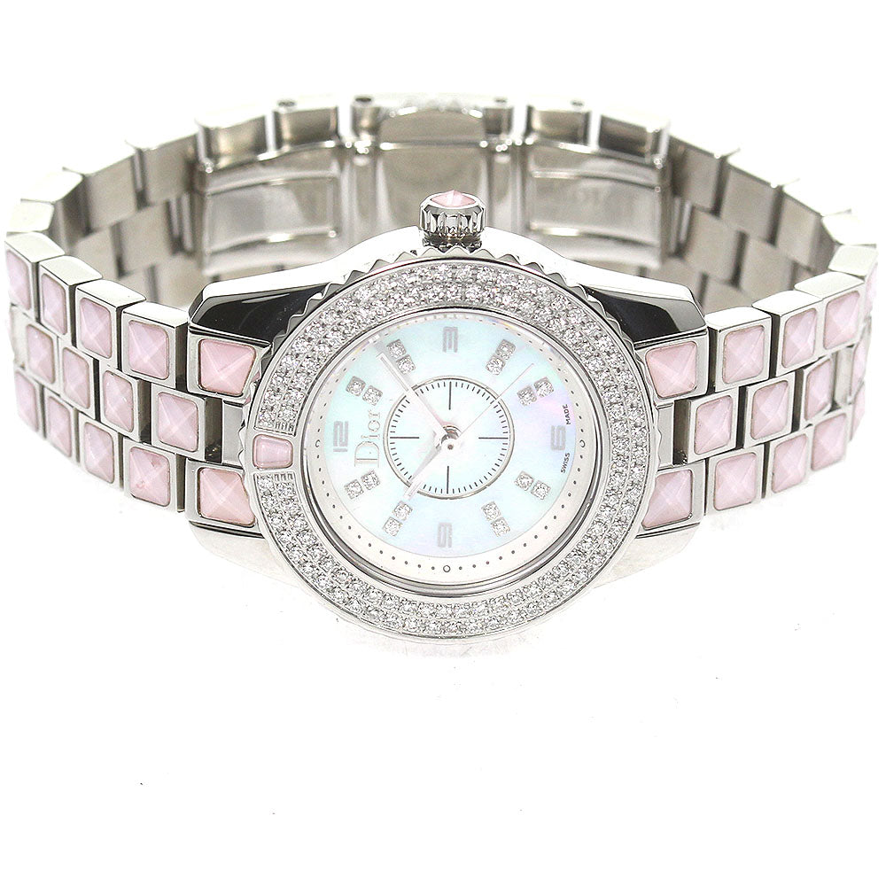 Dior crystal CD112147 Diamond Bezel White shell Dial Quartz Ladies Watch_819498