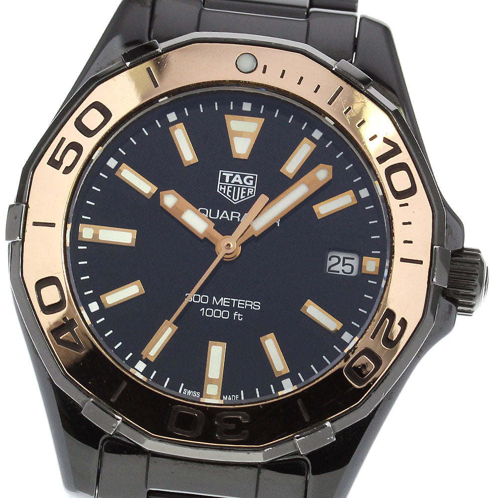 TAG HEUER Aqua racer WAY1355 Date Black Dial Quartz Ladies Watch_819524
