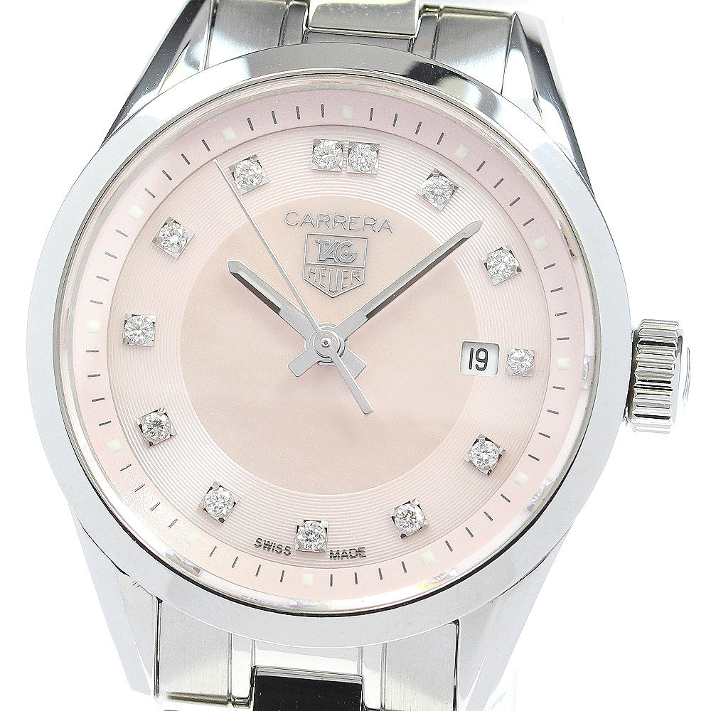 TAG HEUER Carrera WV1417 13P diamond Pink shell Dial Quartz Ladies Watch_819545
