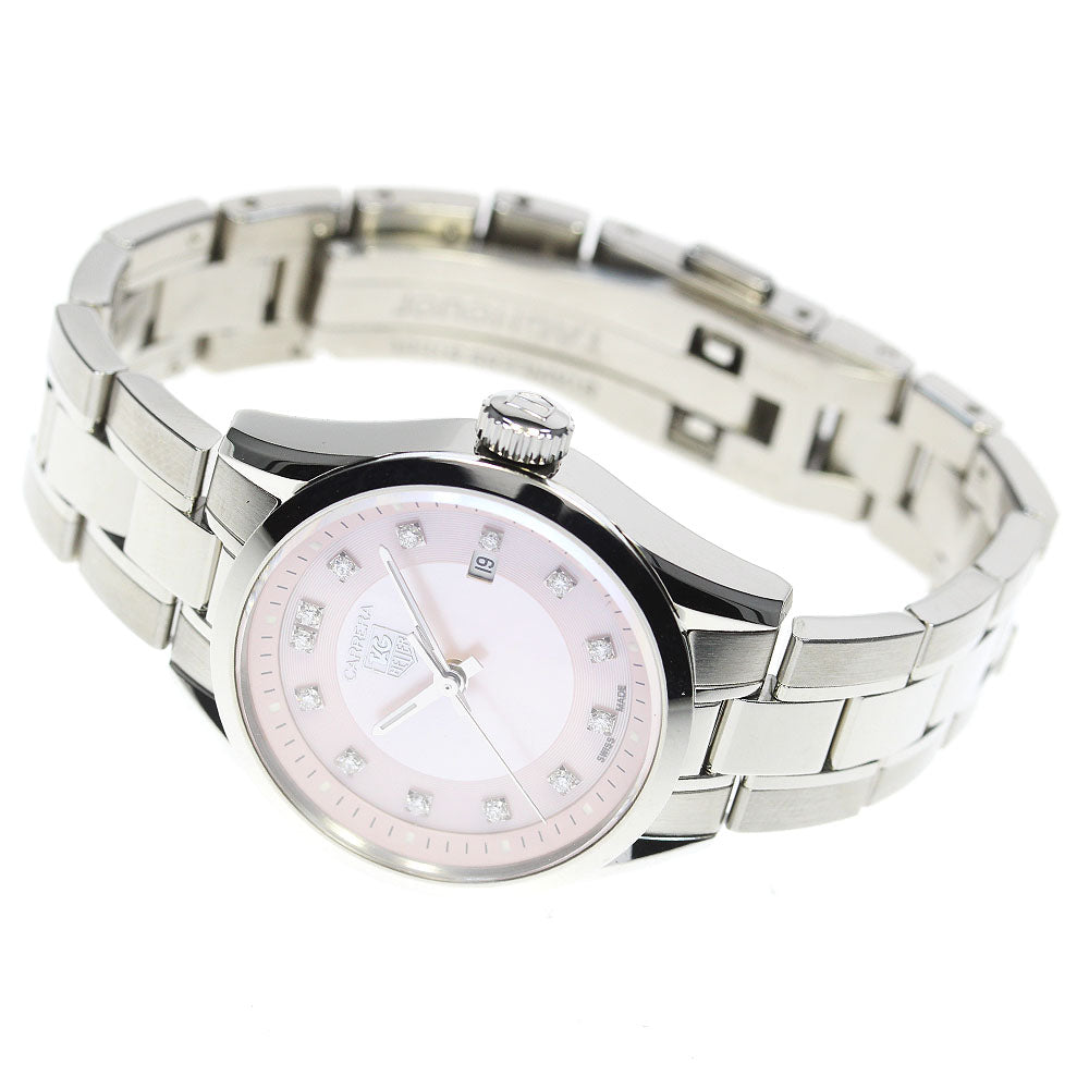 TAG HEUER Carrera WV1417 13P diamond Pink shell Dial Quartz Ladies Watch_819545
